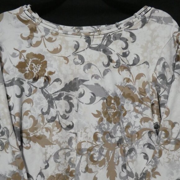 ALFRED DUNNER | large | Floral Long Sleeve Shirt | Beautiful and Unique Neckline - Picture 4 of 16
